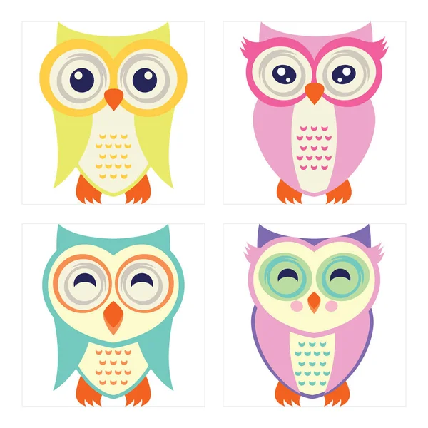 Funny Owl Collection — Stock Vector