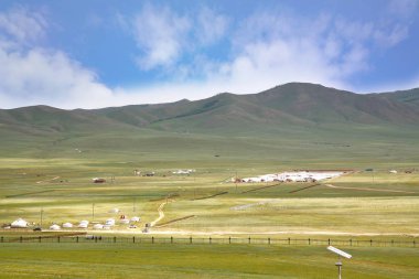  Ulan Batur, Moğolistan, büyük bir çayır ger kampta