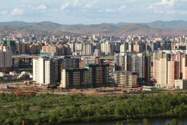 Tüm Ulaanbaatar şehrinin panoramik manzarası, Moğolistan