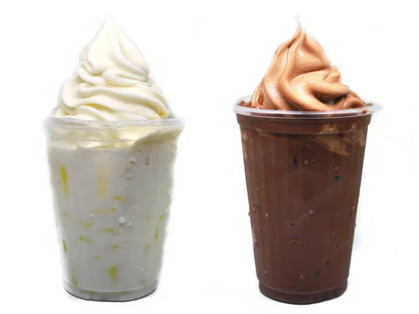 Latte e cioccolato con gelato sulla parte superiore — Foto Stock