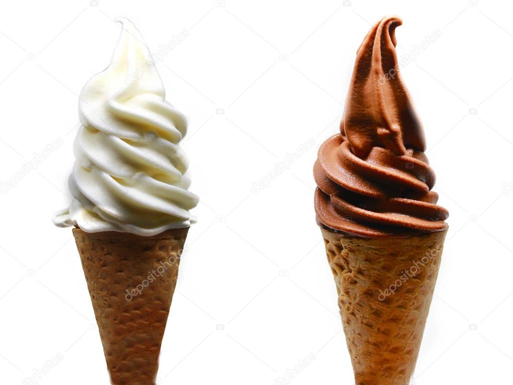 soft serve ice cream in a  cone 