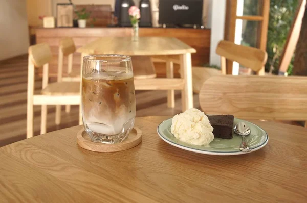 Iced Coffee Latte Recipe Cofee Shop — Stock Photo, Image