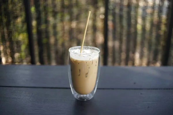 Iced Coffee Latte Rezept Cofee Shop — Stockfoto