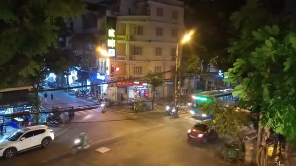 Trafik Natten Hanoi Stad Vietnam — Stockvideo