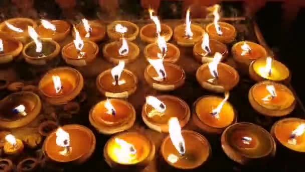 Een Kleine Vuur Lamp Loykratong Festival Thailand — Stockvideo