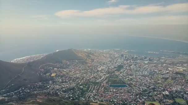 Table Mountain Ett Landmärke Med Utsikt Över Staden Kapstaden Sydafrika — Stockvideo