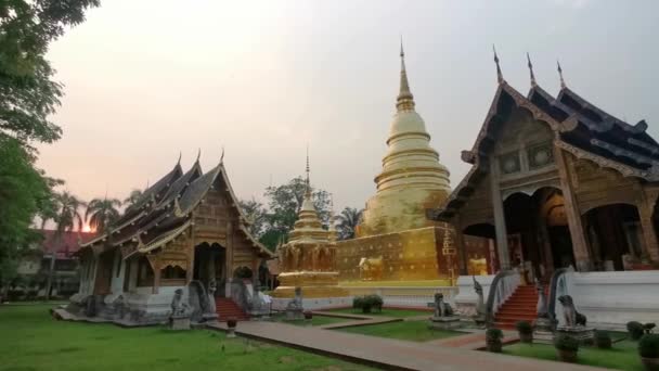 Západ Slunce Wat Fázování Chrámu Chiang Mai Thajsku — Stock video