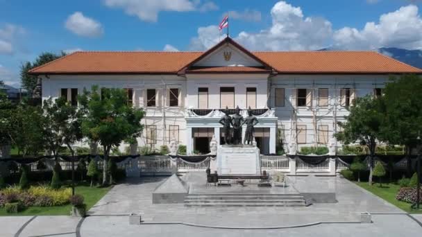 Chiangmai Tailândia Outubro 2018 Praça Monumento Três Reis Chiangmai Tailândia — Vídeo de Stock