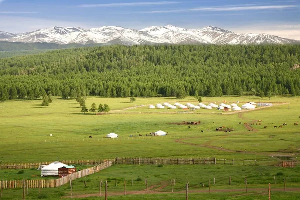 Die Schöne Landschaft Mit Dem Tian Shan Gebirge Bei Naryn Stockbild