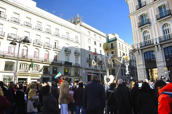 Madrid España Diciembre 2019 Puerta Del Sol Una Gran Plaza — Foto de Stock