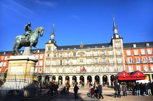 Madryt Hiszpania Grudnia 2019 Puerta Del Sol Duży Plac Publiczny — Zdjęcie stockowe