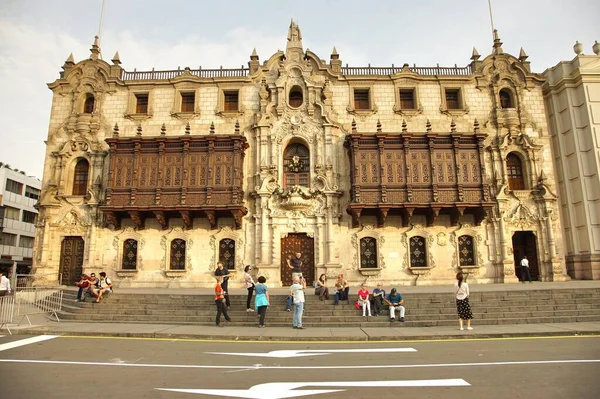 Lima Peru Aralık 2019 Basilica Katedrali Lima Şehir Merkezindeki Plaza — Stok fotoğraf