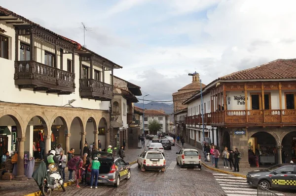Cusco Peru December 2019 Atmosfären Stadens Centrum Cusco Kallas Plaza — Stockfoto