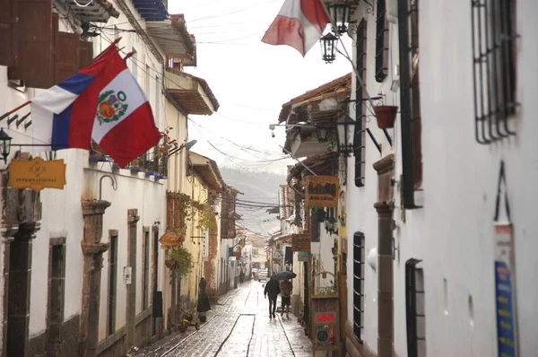 Cusco Peru Dezember 2019 Die Atmosphäre Des Stadtzentrums Von Cusco Stockbild
