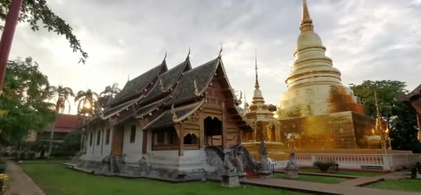 Západ Slunce Wat Fázování Chrámu Chiang Mai Thajsku — Stock video