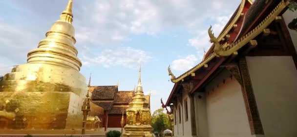 Západ Slunce Wat Fázování Chrámu Chiang Mai Thajsku — Stock video