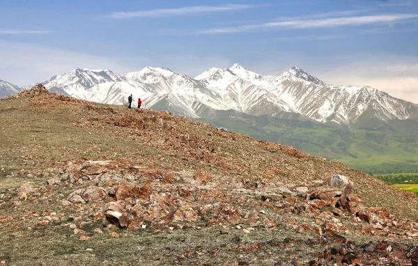 Hermoso Paisaje Lago Song Kul Naryn Con Las Montañas Tian — Foto de Stock