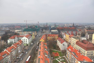 Polonya 'nın Szczecin şehrinin yüksek açılı görüntüsü
