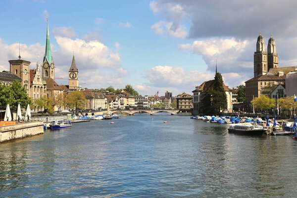 The Limmat is a river commences at the outfall of Lake Zurich Switzerland.