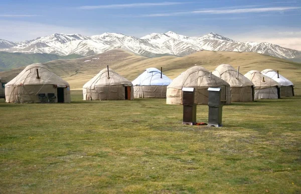 Gerlägret Stor Äng Vid Naryn Kirgizistan — Stockfoto