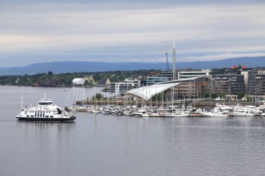 Oslo, Norveç 21 Mayıs 2019 Oslo, Norveç liman manzaralı Opera Binası 