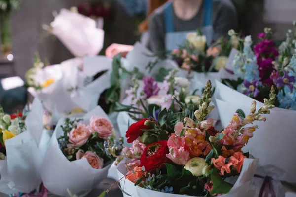 Grande Número Flores Diferentes Mercado Flores — Fotografia de Stock