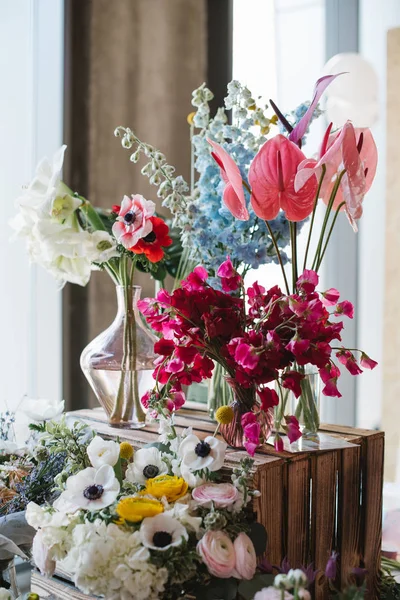 Grande Número Flores Diferentes Mercado Flores — Fotografia de Stock