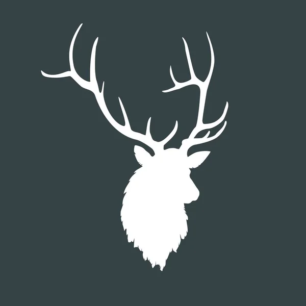 La silueta de la cabeza del ciervo hermoso con los cuernos — Archivo Imágenes Vectoriales