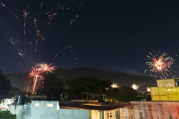 Panajachel Guatemala Enero Noticias Años Víspera Fuegos Artificiales Celeración Sobre — Foto de Stock