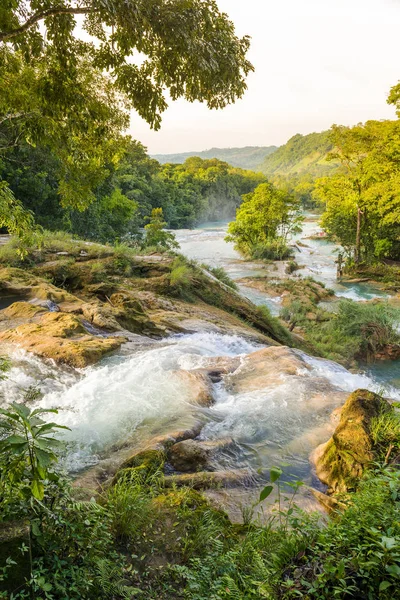 Agua Azul Vodopádu Poblíž Palenque Provincii Chiapas Mexiko — Stock fotografie