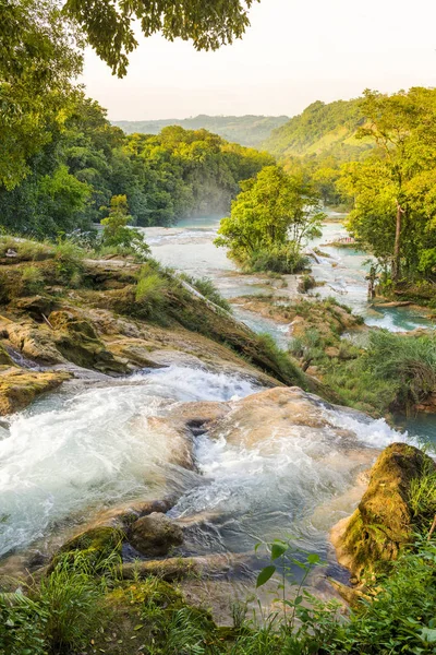 Agua Azul Vodopádu Poblíž Palenque Provincii Chiapas Mexiko — Stock fotografie