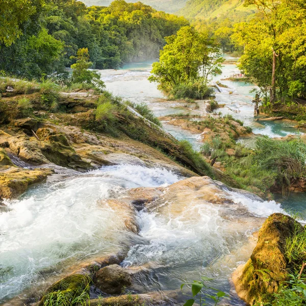 Agua Azul Vodopádu Poblíž Palenque Provincii Chiapas Mexiko — Stock fotografie