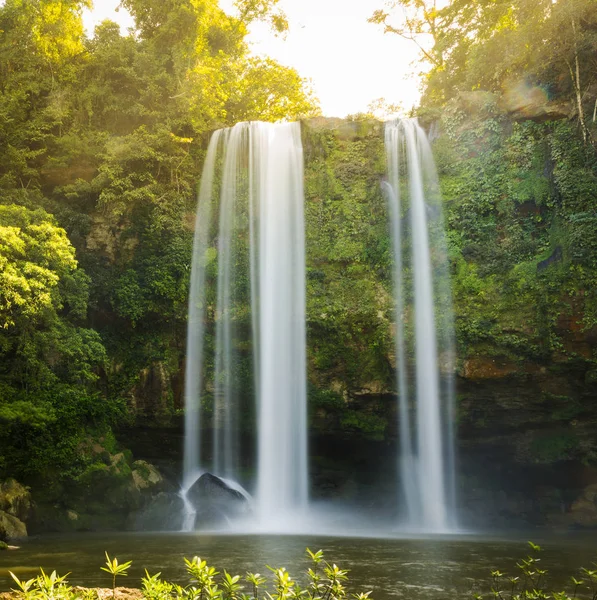 Misol Waterfall Early Morning Sunlight Palenque Chiapas Mexico — Stock Photo, Image