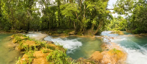 Agua Azul Şelale Palenque Chiapas Meksika Için Yakınındaki Panoraması — Stok fotoğraf