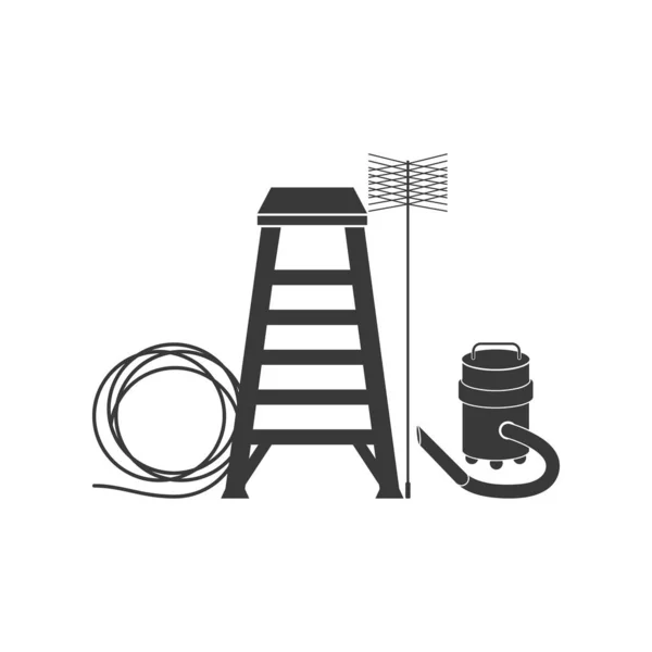 Cheminée balayeuse outils icônes — Image vectorielle