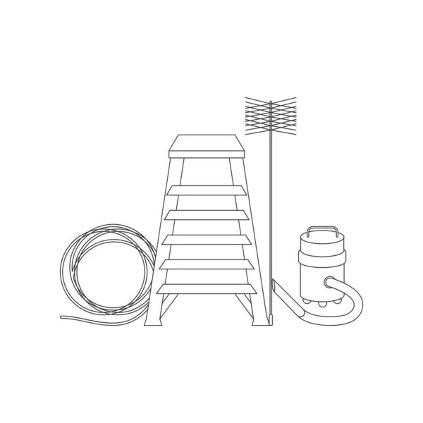 Cheminée balayeuse outils icônes — Image vectorielle