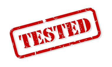 Test edilen kırmızı kauçuk damga vektörü izole edildi