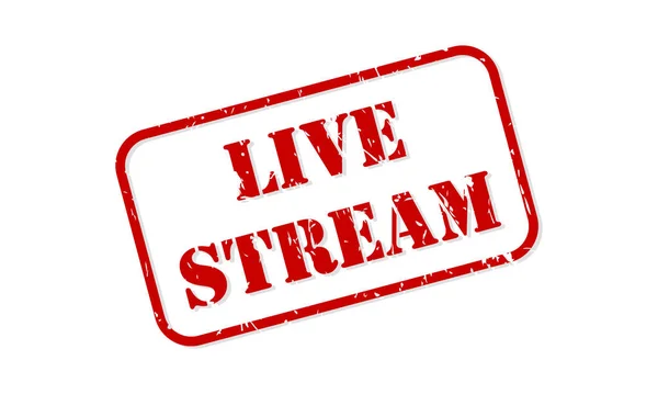 Vettore Timbro Gomma Rosso Live Stream Isolato — Vettoriale Stock