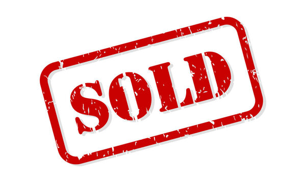 Продается красный резиновый вектор печати изолирован
