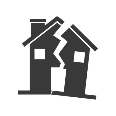 Hasarlı ya da bozuk ev konsepti için büyük çatalı olan ev simgesi taşıyıcısı