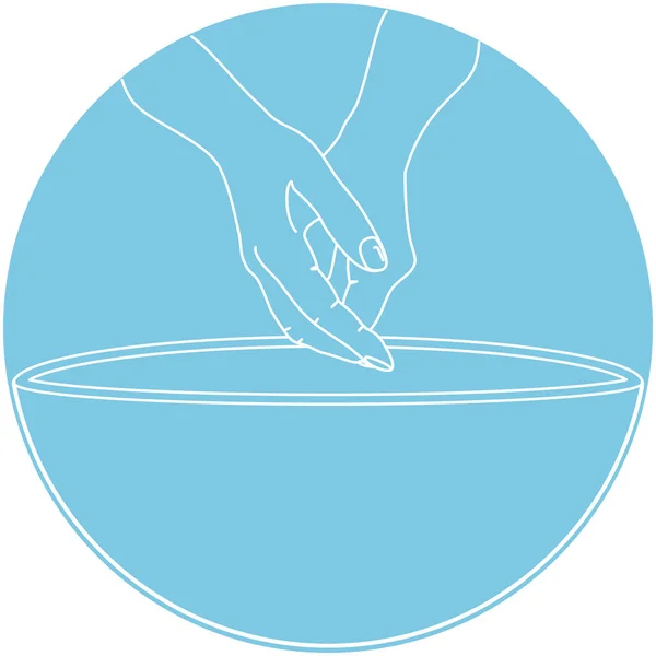 Hand Washing Line Drawing Vector Hands Scrubbing Sink — Stock Vector