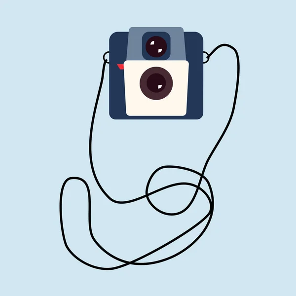 Retro Film Camera Met Bandvector Plat Design — Stockvector