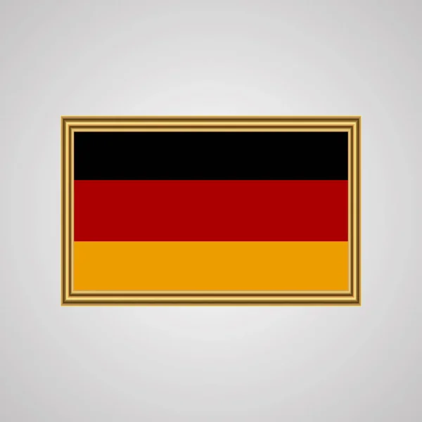 Bandera de Alemania en un marco dorado — Vector de stock