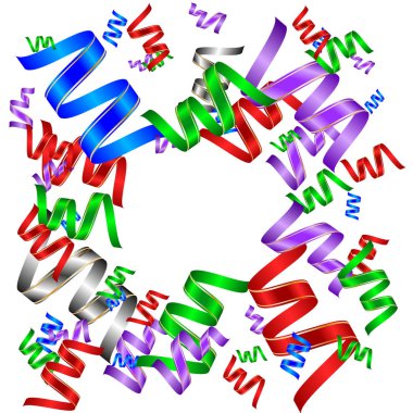 Yeni yıl arka plan. Beyaz renkli kağıt ile serpantin yuvarlak. Vektör çizim.