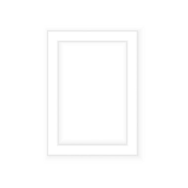 Beyaz resim çerçevesi. Yatay yönlendirmeye. Minimalist detaylı foto gerçekçi çerçeve. Grafik tasarım öğesi scrapbooking, sanat için iş tanıtım, web, el ilanları, afişler. Vektör çizim.