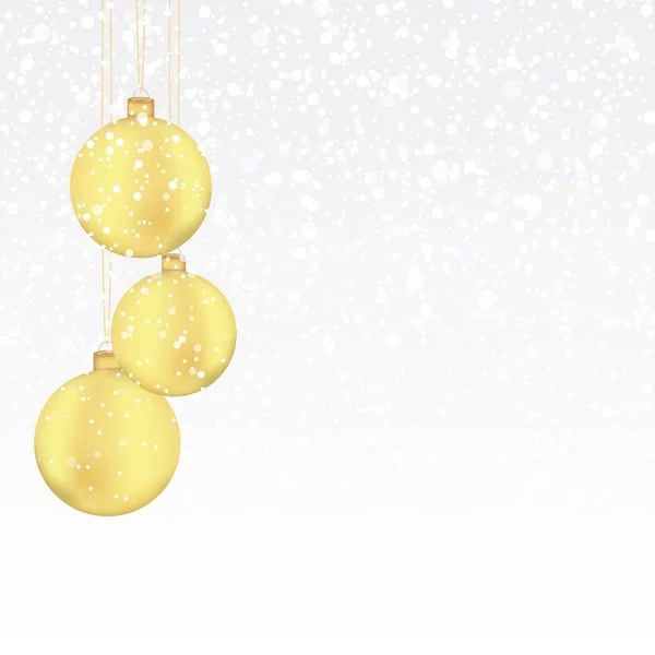 Рождественский фон с золотыми шариками и снегом. Векторная миграция . — стоковый вектор