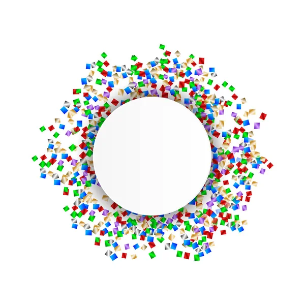 Nieuwjaar achtergrond. Witte ronde met kleurrijke papier serpentine. Vectorillustratie. — Stockvector