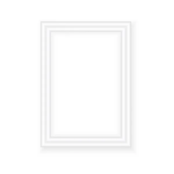 White picture frame. Landscape orientation. Minimalistic detailed photo realistic frame. Graphic design element for scrapbooking, art work presentation, web, flyers, posters. Vector illustration. — Stock Vector
