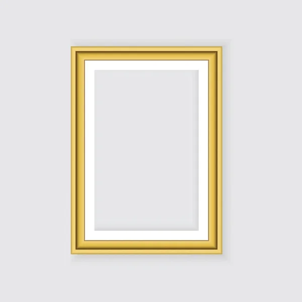 Realistisk guld ram isolerad på grå bakgrund. Perfekt för dina presentationer. Vektorillustration. — Stock vektor