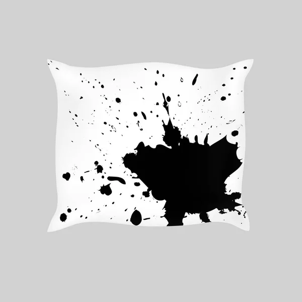 Pillow with red ink and blot for interior design. Vector illustration — Stock Vector